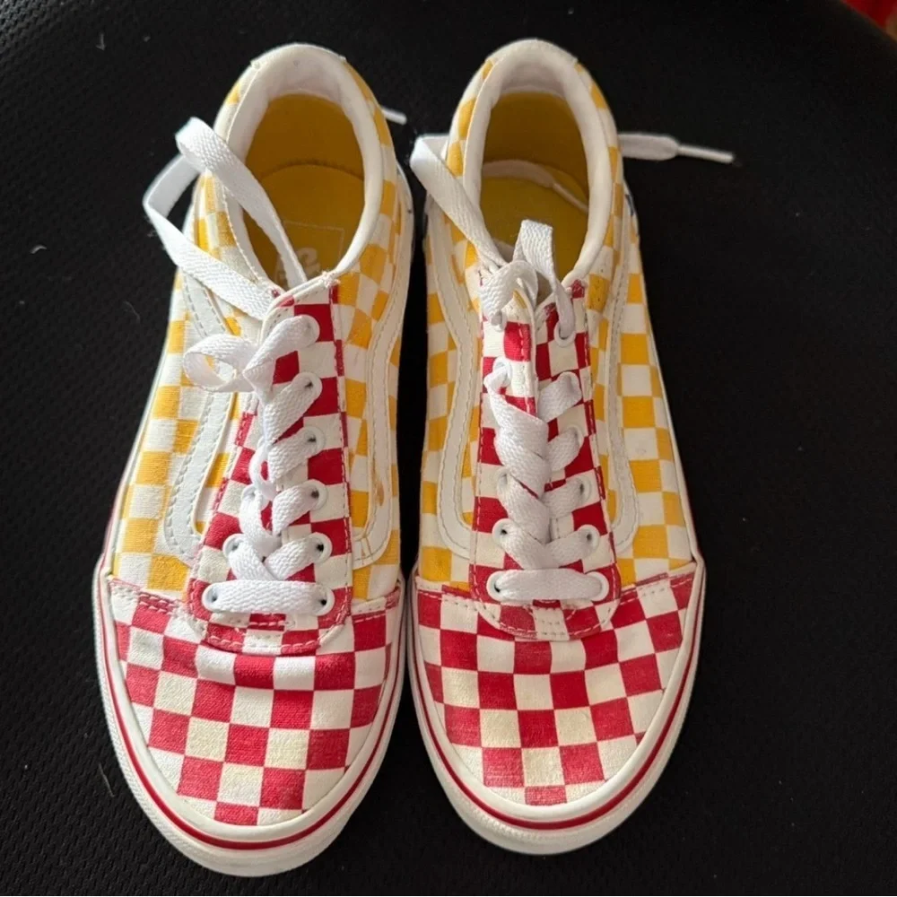 Vans Kids Red and Yellow Checkered Sneakers